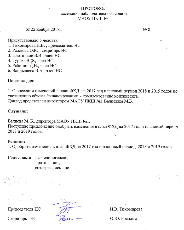 Протоколы заседания НС 2016 года